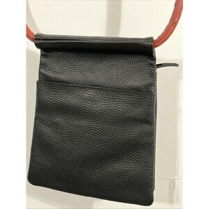 Vachet-Ta Italy Black Pebbled Leather Crossbody Bag Purse Unique Design